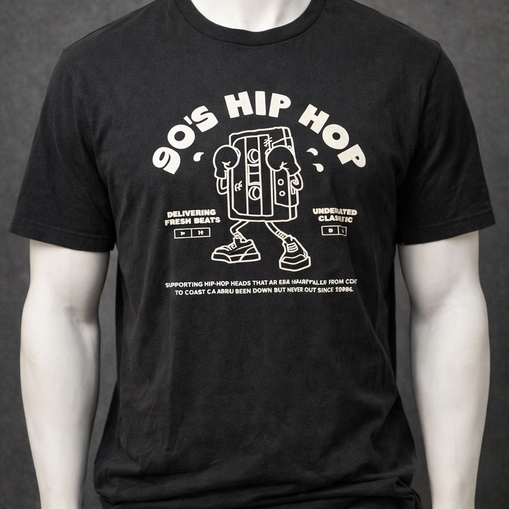 Old Navy 90s Hip Hop Graphic T-Shirt Black Size 2XL Retro Music Tee